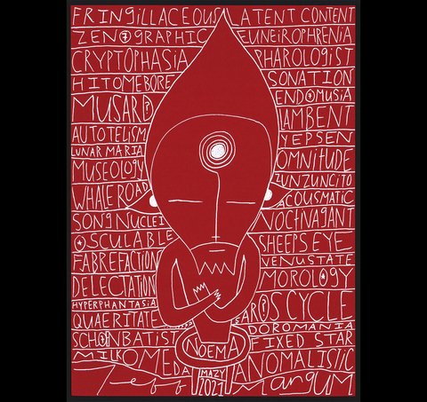 new series of jeff drawings....."the long red wall of words part one" 11 X 8.5
